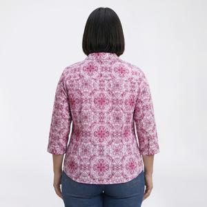 Plus Size Emily Daniels 3/4 Sleeve Medallion Button Down alternate view